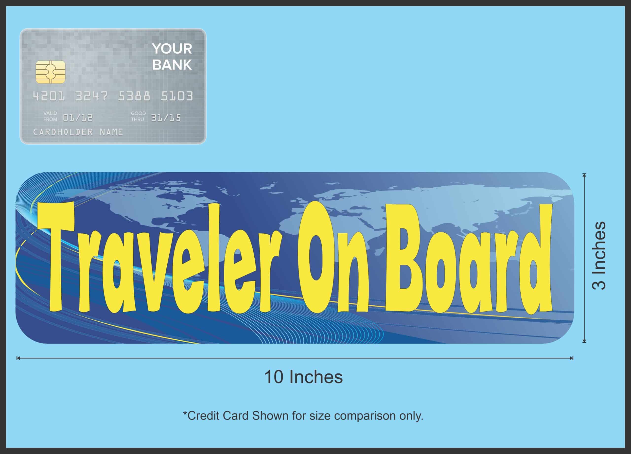 10in x 3in Traveler On Board Magnet Magnetic Vehicle Door Travel Magnets