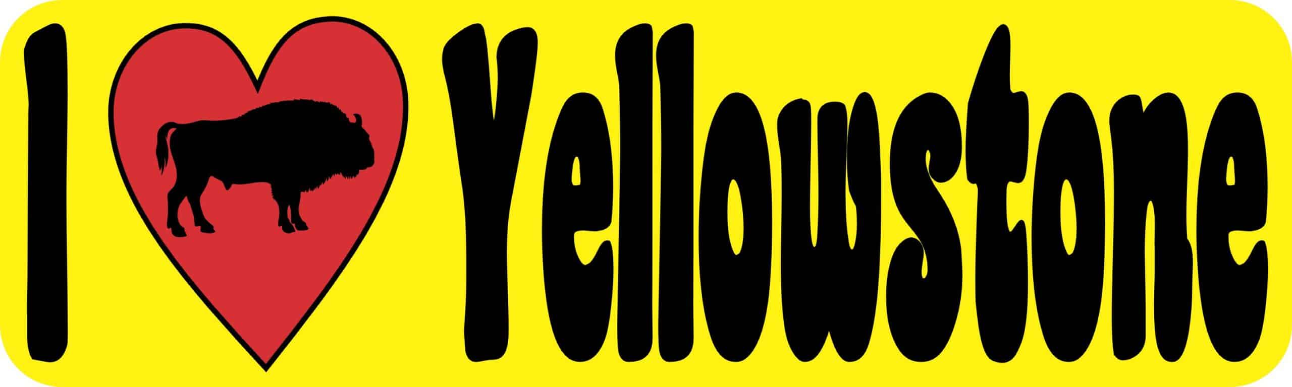 10in x 3in I Love Yellowstone Bumper Sticker Vinyl Vehicle Window Stickers
