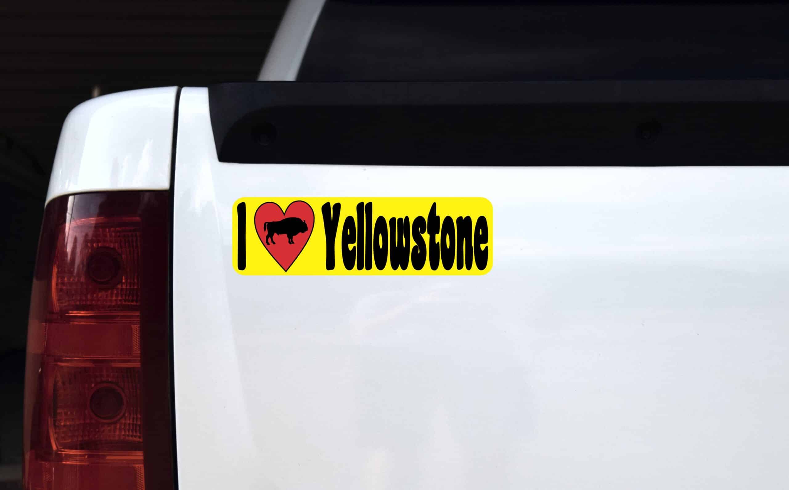 10in x 3in I Love Yellowstone Bumper Sticker Vinyl Vehicle Window Stickers