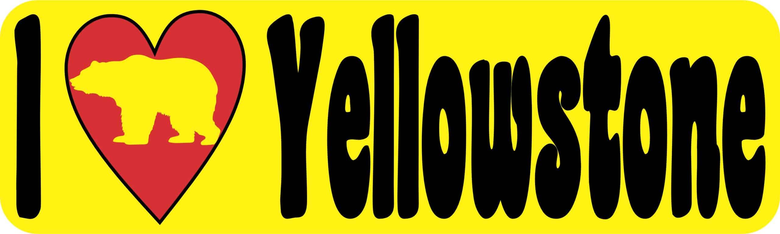 10in x 3in Bear I Love Yellowstone Bumper Sticker Vinyl Vehicle Stickers