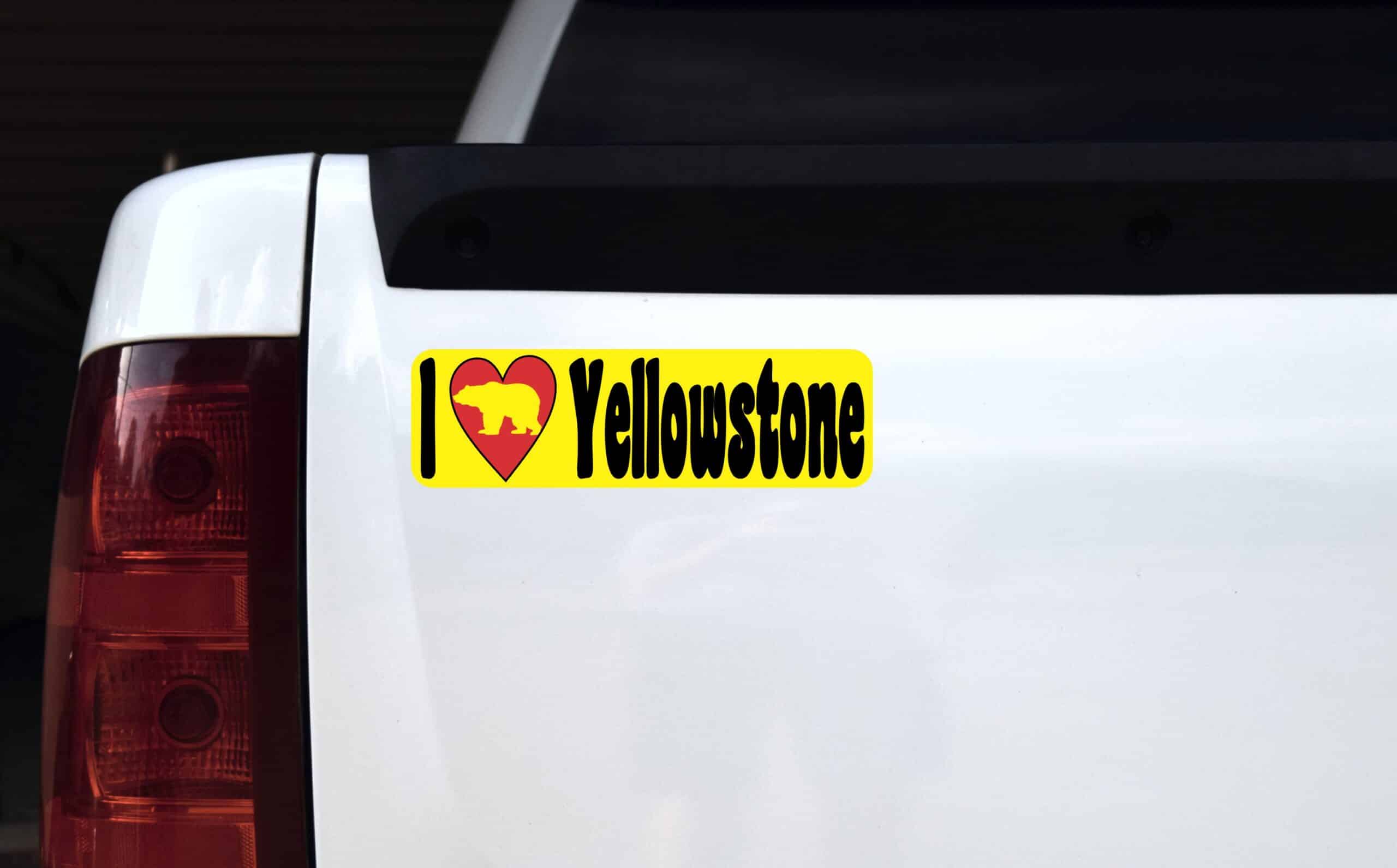 10in x 3in Bear I Love Yellowstone Bumper Sticker Vinyl Vehicle Stickers