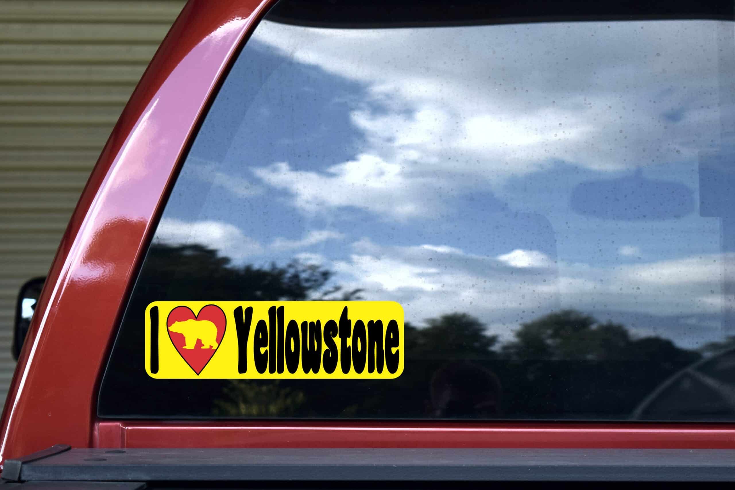 10in x 3in Bear I Love Yellowstone Bumper Sticker Vinyl Vehicle Stickers