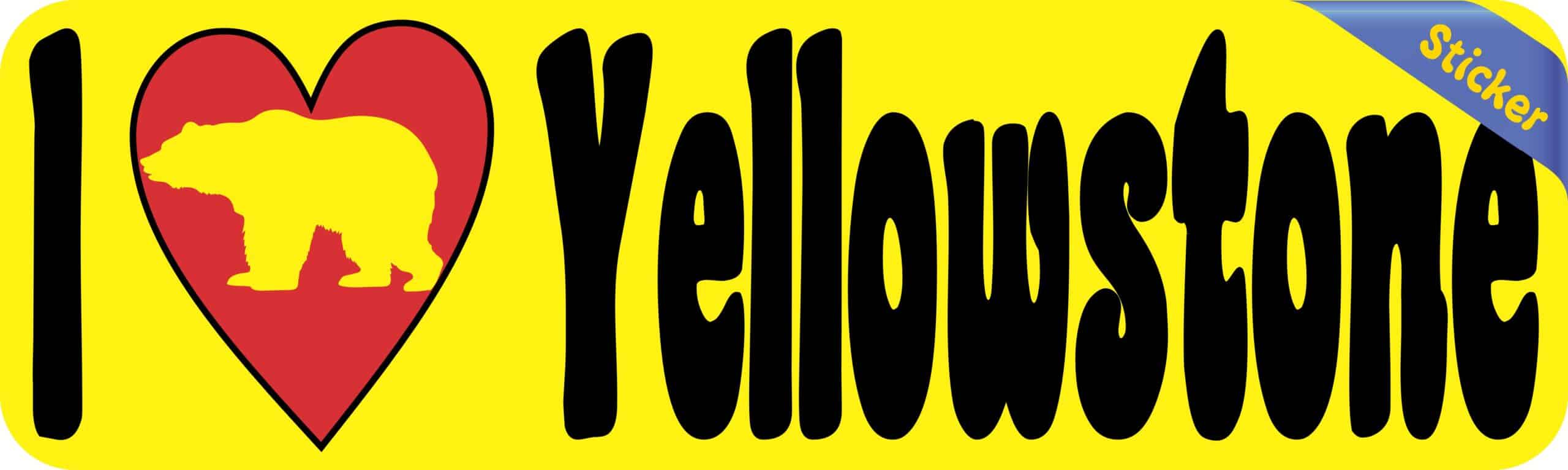 10in x 3in Bear I Love Yellowstone Bumper Sticker Vinyl Vehicle Stickers