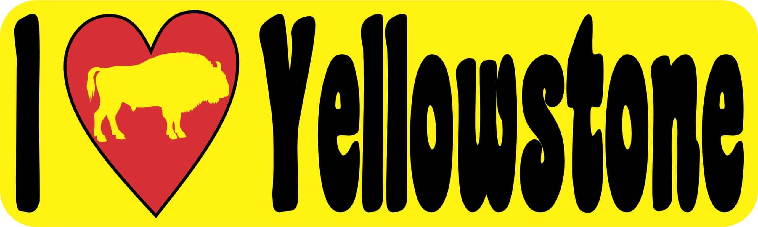 10in x 3in Bison I Love Yellowstone Bumper Sticker Vinyl Vehicle Stickers