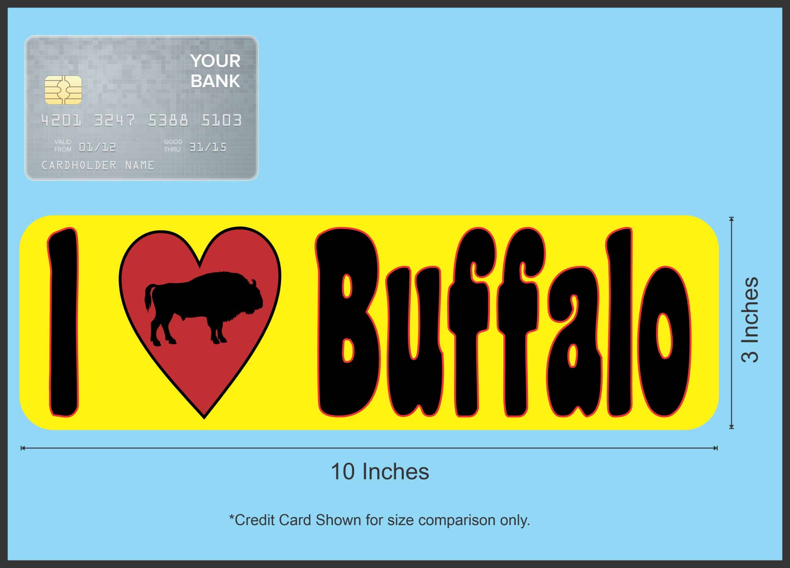 10in x 3in I Love Buffalo Magnet Magnetic Animal Vehicle Bumper Magnets
