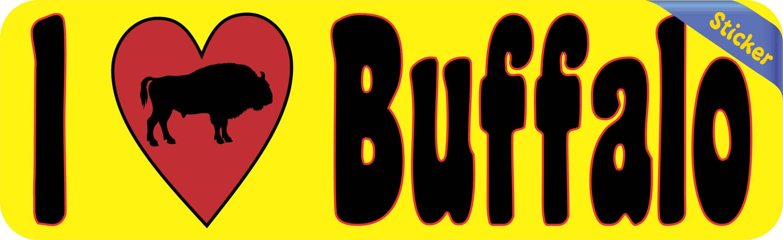 10in x 3in I Love Buffalo Bumper Sticker Vinyl Animal Vehicle Window Decal