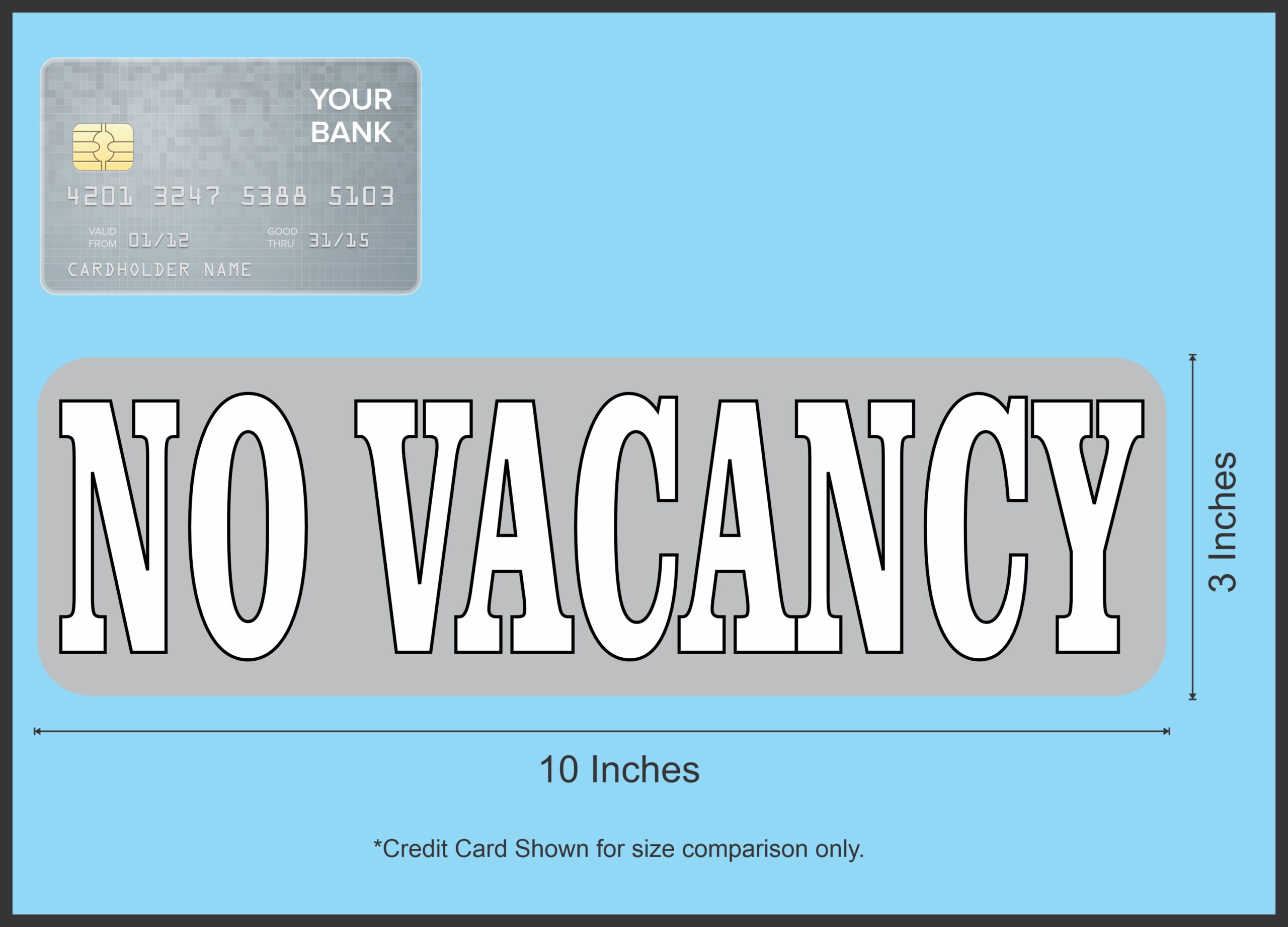10in x 3in Gray No Vacancy Magnet Magnetic Business Sign Magnets