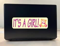 10in x 3in Teddy Bear Its A Girl Bumper Sticker