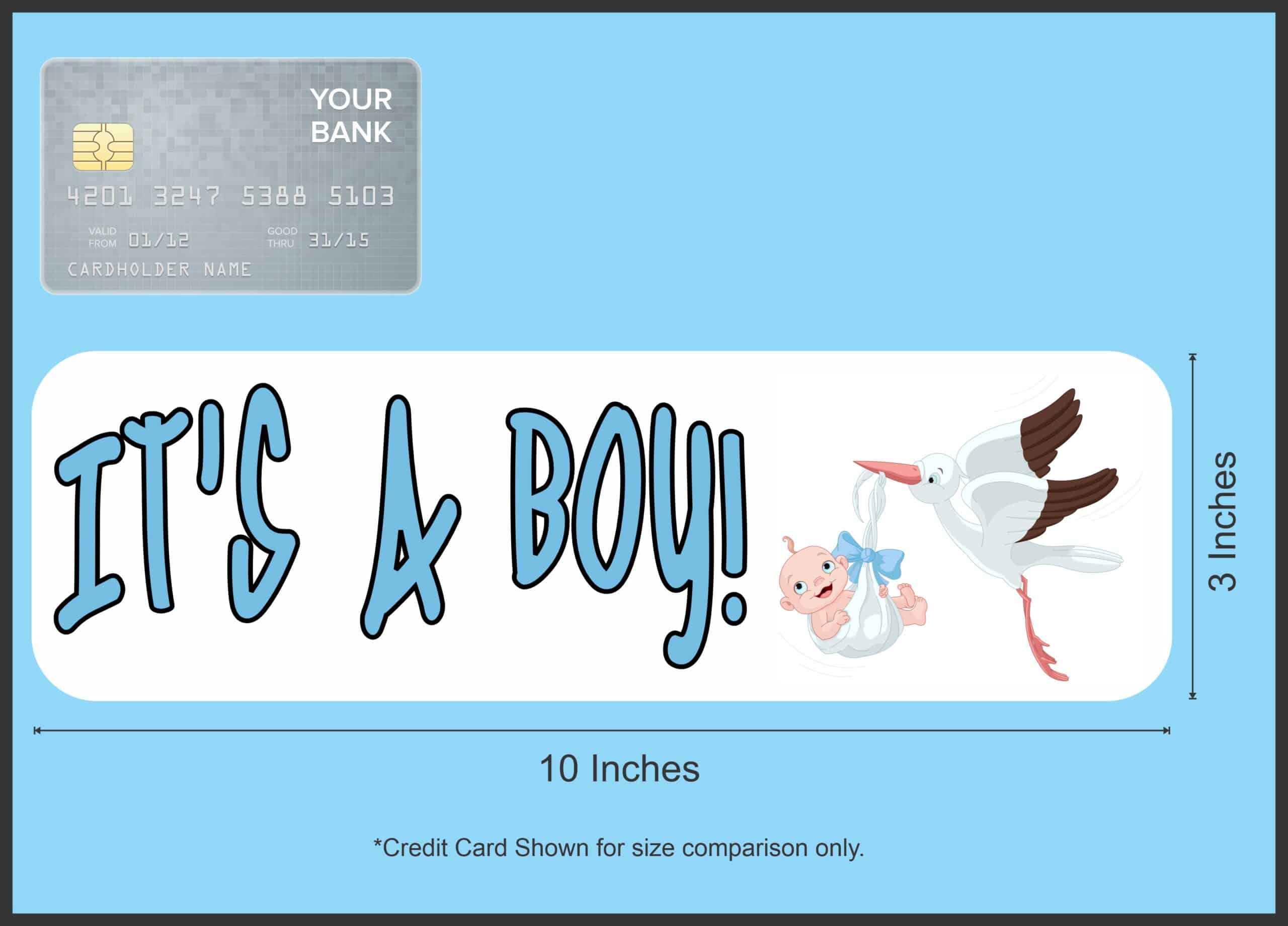 10in x 3in Stork Its A Boy Bumper Sticker
