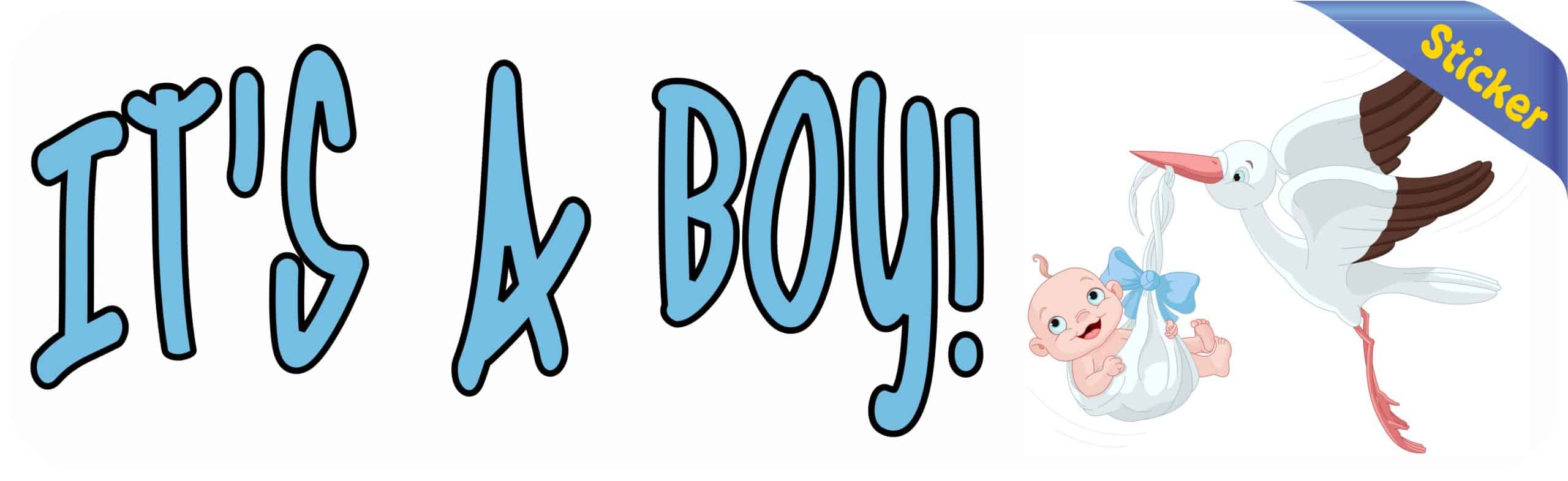 10in x 3in Stork Its A Boy Bumper Sticker