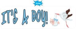 10in x 3in Stork Its A Boy Bumper Sticker