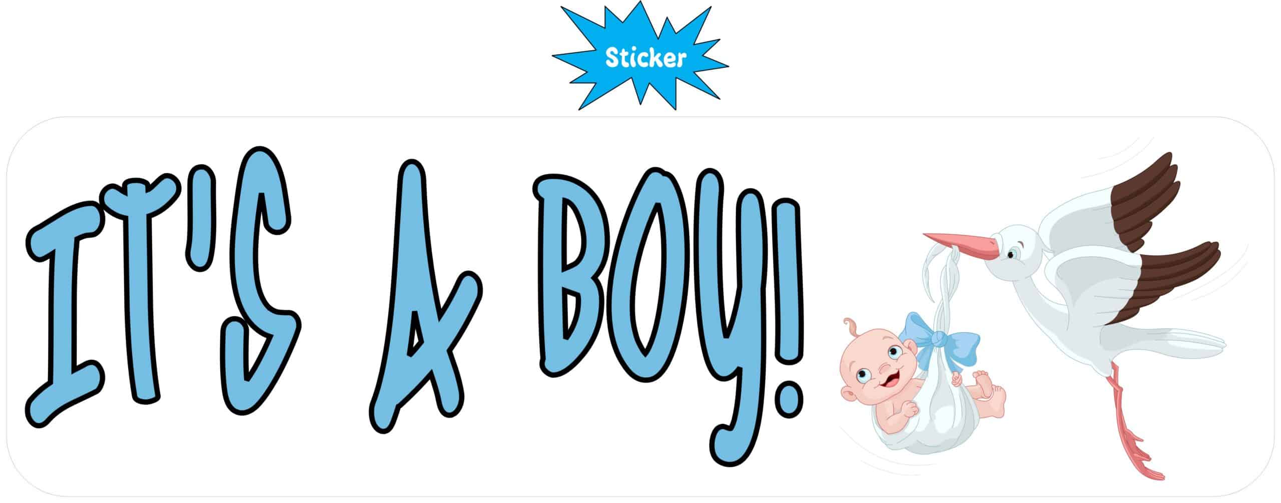 10in x 3in Stork Its A Boy Bumper Sticker