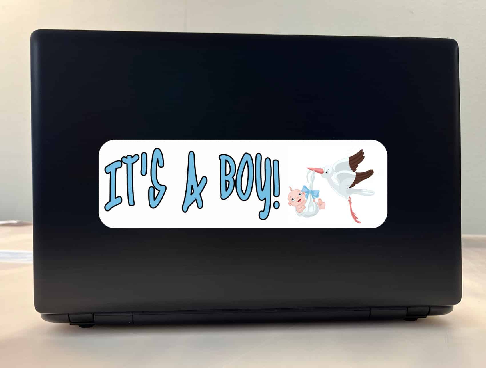 10in x 3in Stork Its A Boy Bumper Sticker