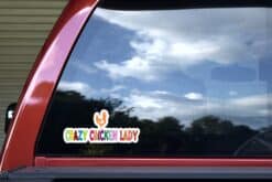 8in x 3.5in Crazy Chicken Lady Bumper Sticker Vinyl Vehicle Decal Stickers