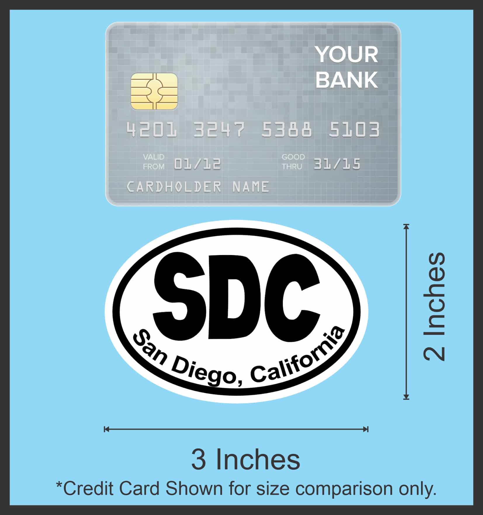 3in x 2in Oval SDC San Diego California Sticker Vinyl City Bumper Stickers - Image 7