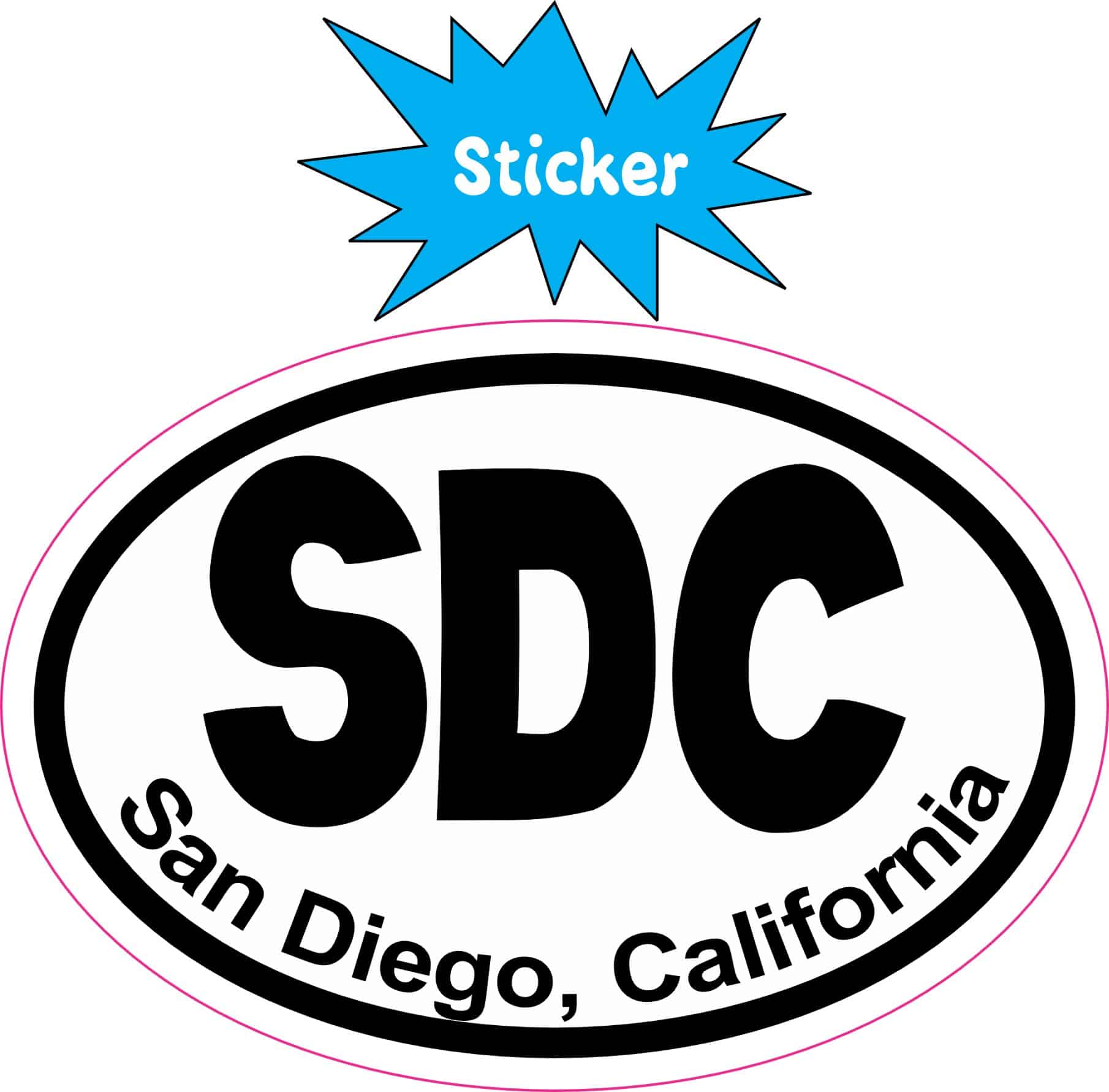 3in x 2in Oval SDC San Diego California Sticker Vinyl City Bumper Stickers - Image 2