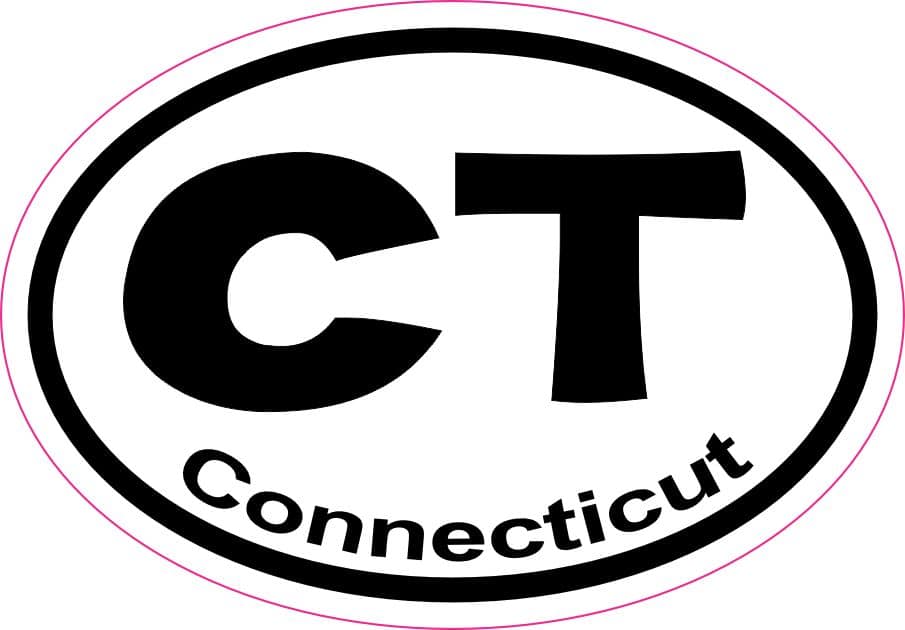 3in x 2in Oval CT Connecticut Sticker Vinyl Car Window State Bumper Decal