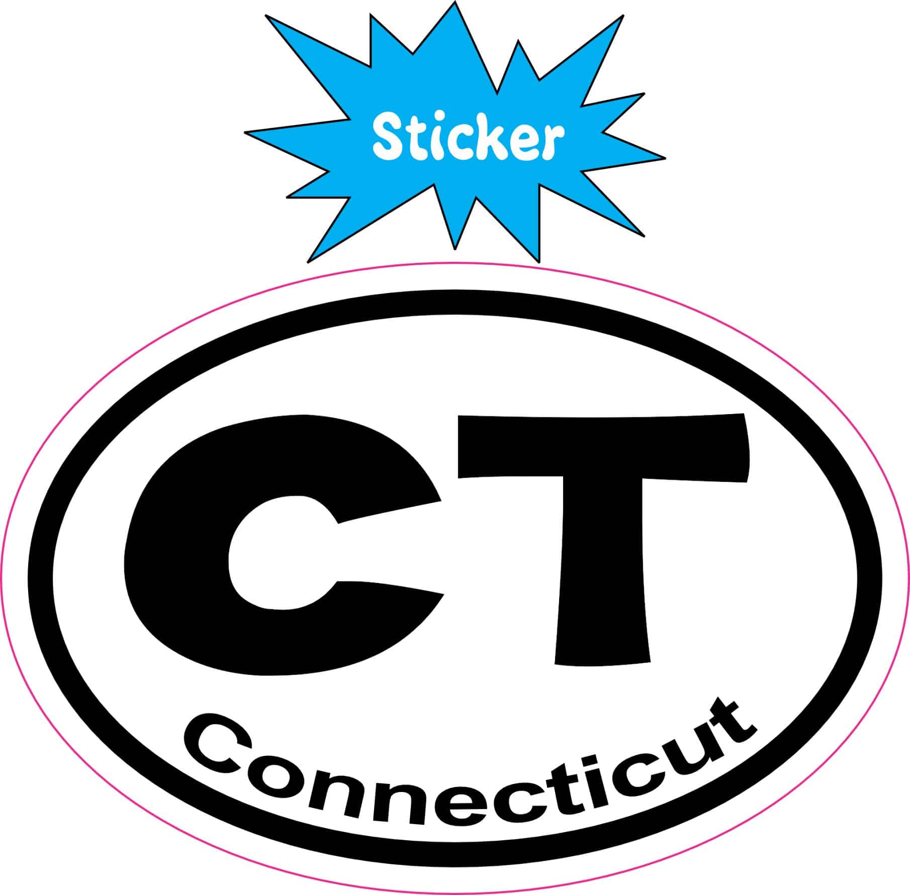 3in x 2in Oval CT Connecticut Sticker Vinyl Car Window State Bumper Decal - Image 2