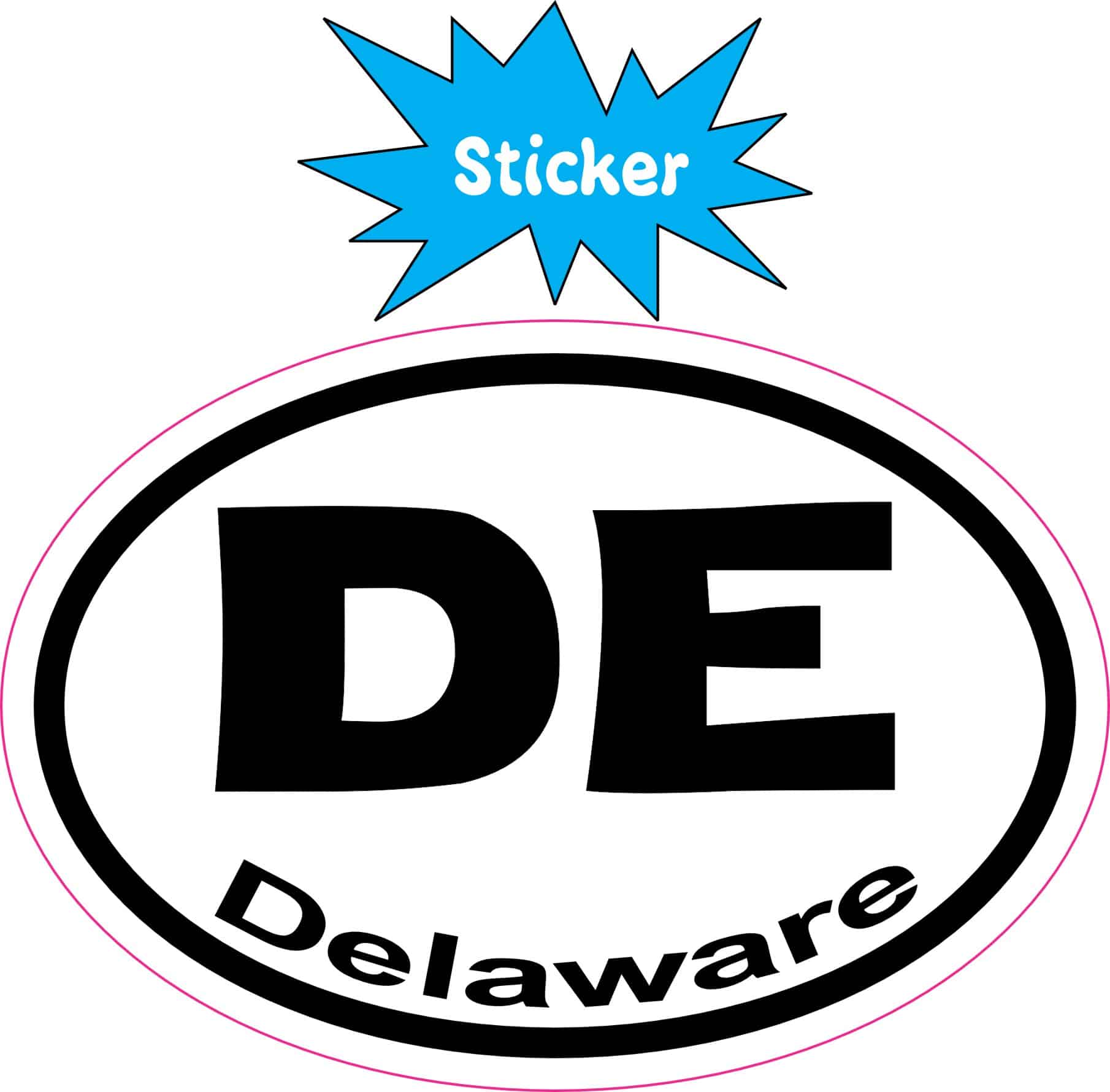 3in x 2in Oval DE Delaware Sticker Vinyl Car Window State Bumper Stickers - Image 2