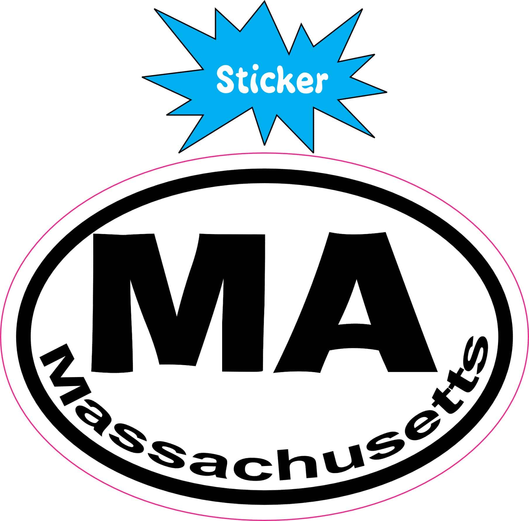 3in x 2in Oval MA Massachusetts Sticker Vinyl Window State Bumper Stickers - Image 2