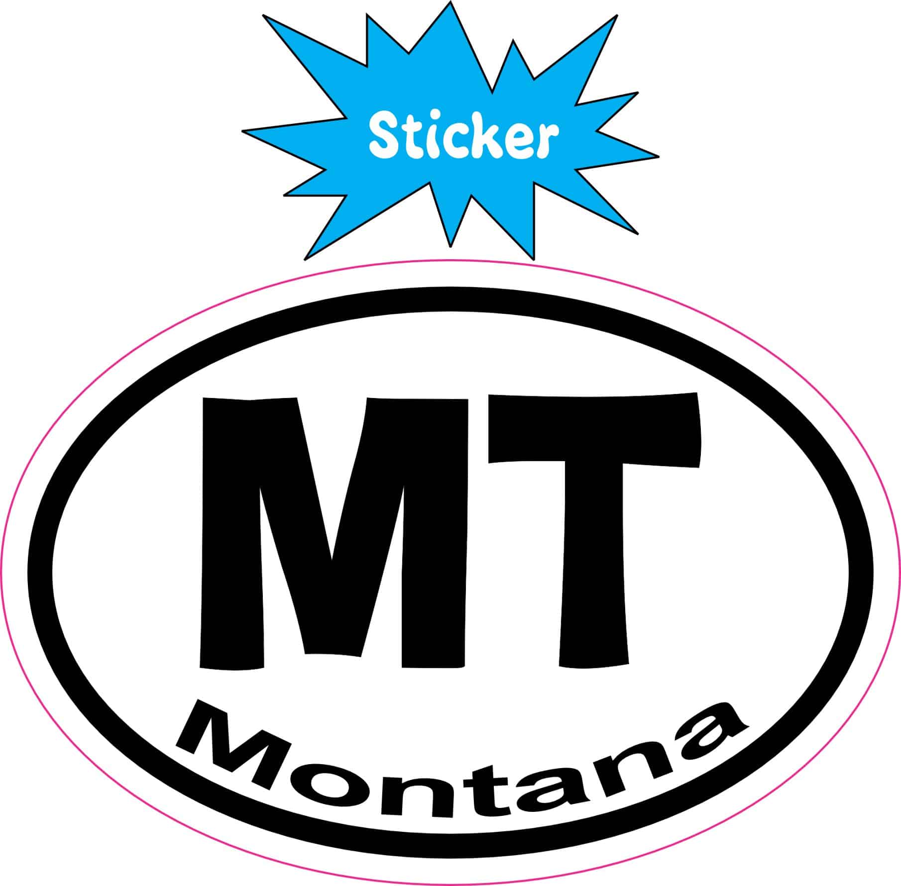 3in x 2in Oval MT Montana Sticker Vinyl Car Window State Bumper Stickers - Image 2