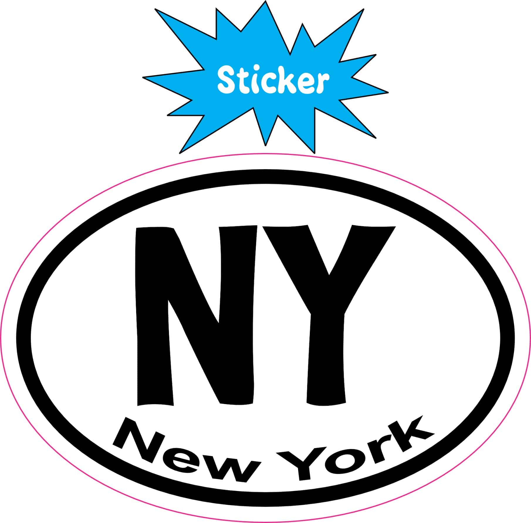 3in x 2in Oval NY New York Sticker Vinyl Car Window State Bumper Stickers - Image 2