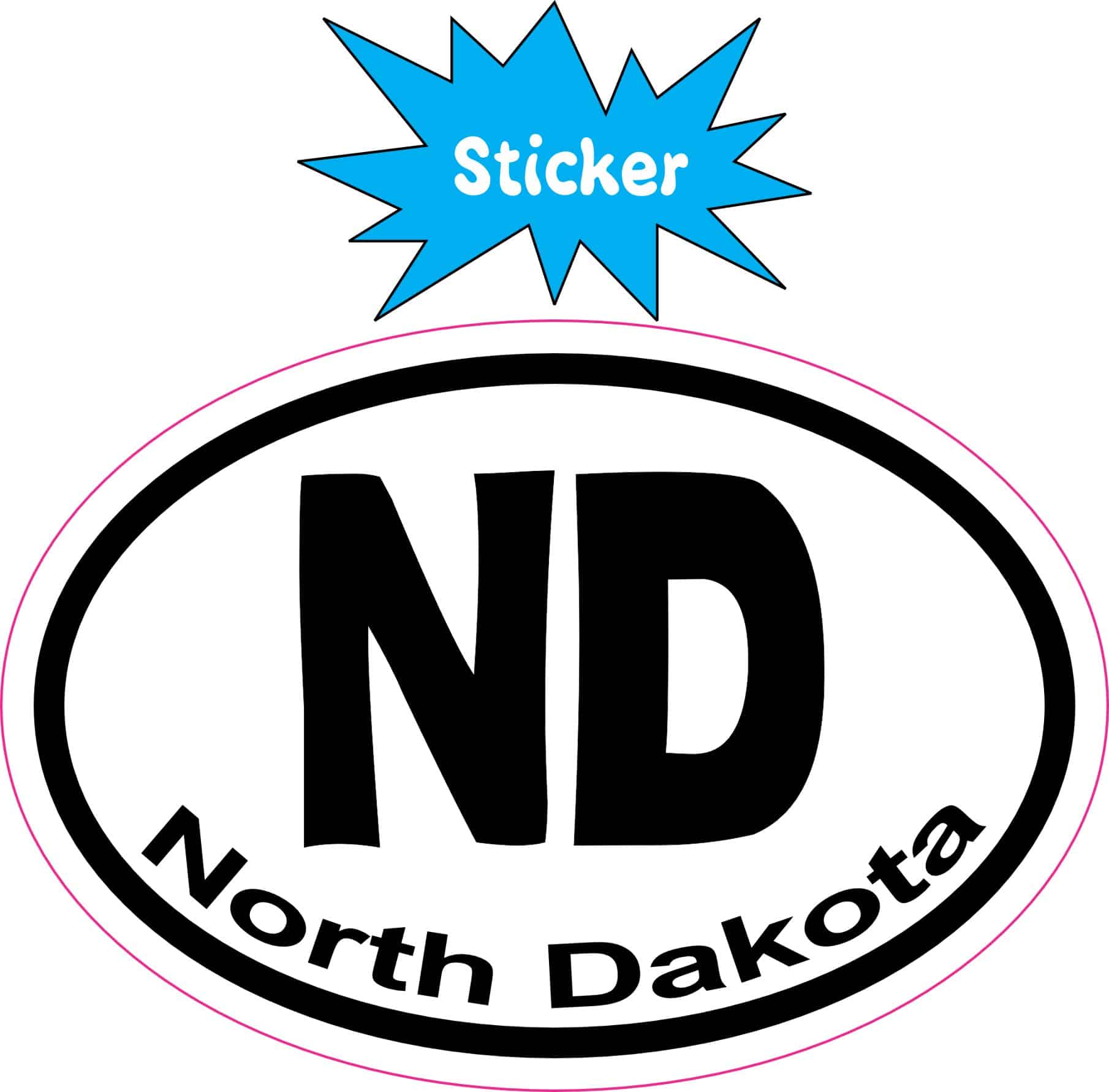 3in x 2in Oval ND North Dakota Sticker Vinyl Window State Bumper Stickers - Image 2