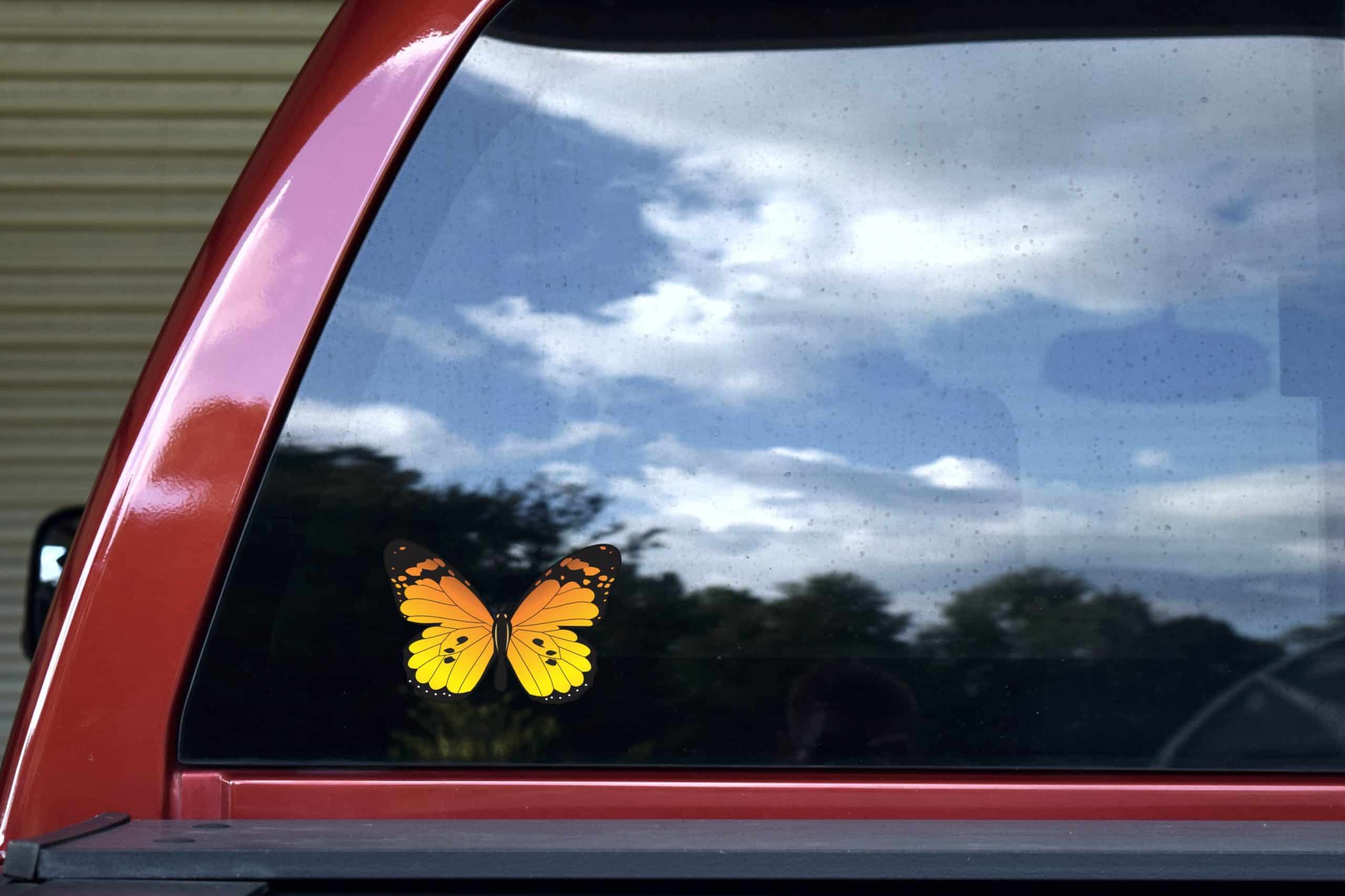 5in x 3.5in Bright Orange Butterfly Sticker Vinyl Vehicle Animal Stickers - Image 5