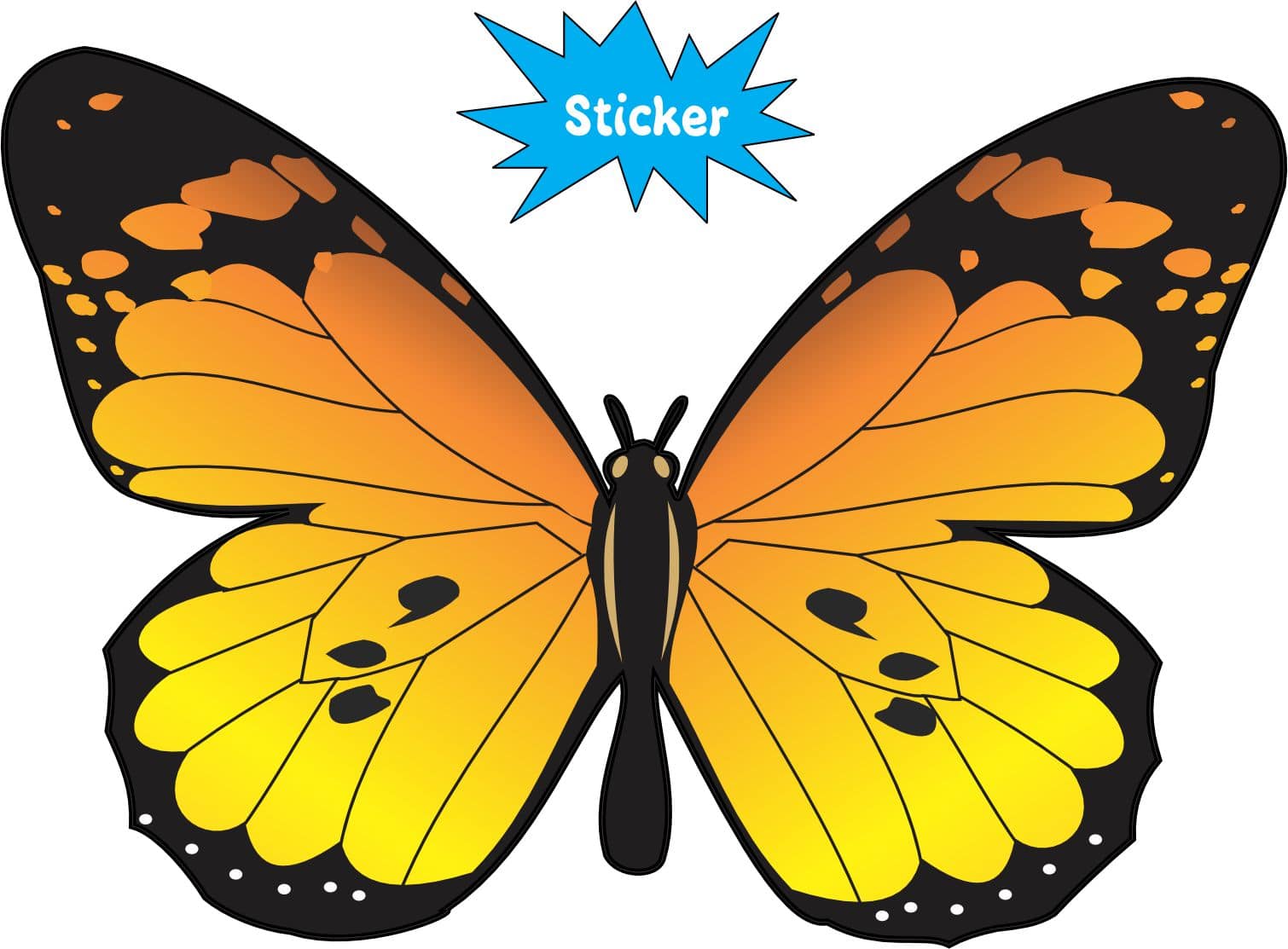 5in x 3.5in Bright Orange Butterfly Sticker Vinyl Vehicle Animal Stickers - Image 2