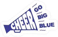 5in x 3in Megaphone Cheer Sticker Blue Vinyl School Cheerleading