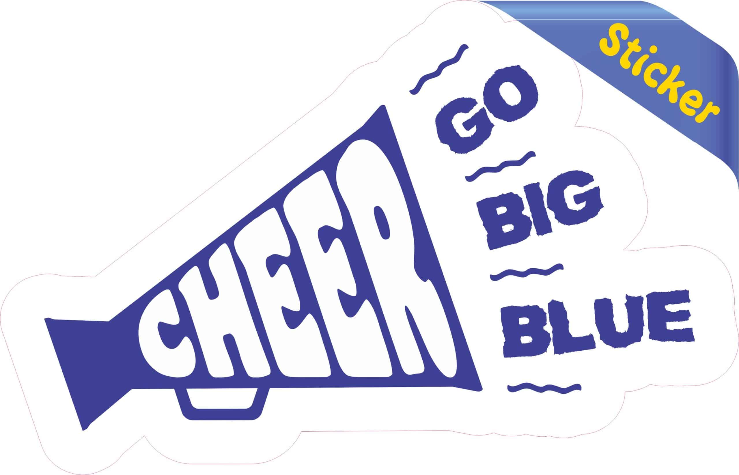5in x 3in Megaphone Cheer Sticker Blue Vinyl School Cheerleading - Image 2