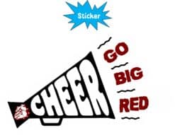 5in x 3in Red Bulldog Megaphone Cheer Sticker Vinyl Cheerleading Stickers