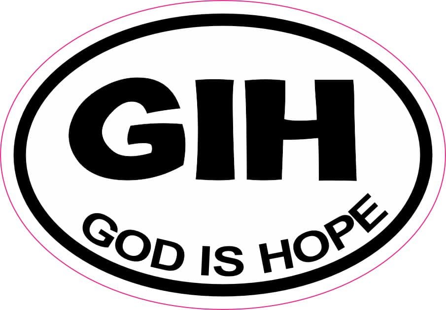 3in x 2in Oval GIH God Is Hope Sticker Vinyl Stickers Vehicle Bu