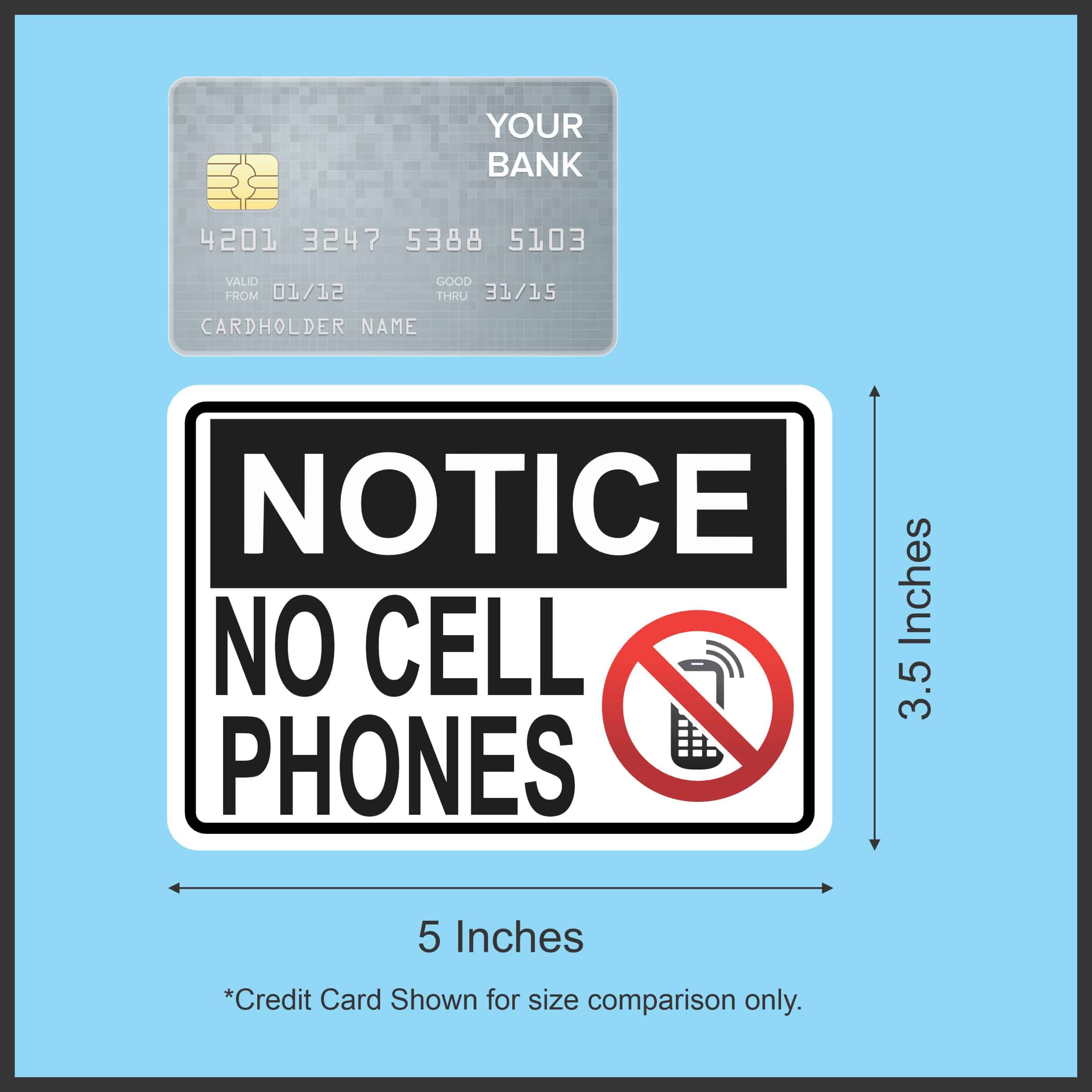5in x 3.5in Symbol Notice No Cell Phones Magnet Magnetic Business Sign - Image 3