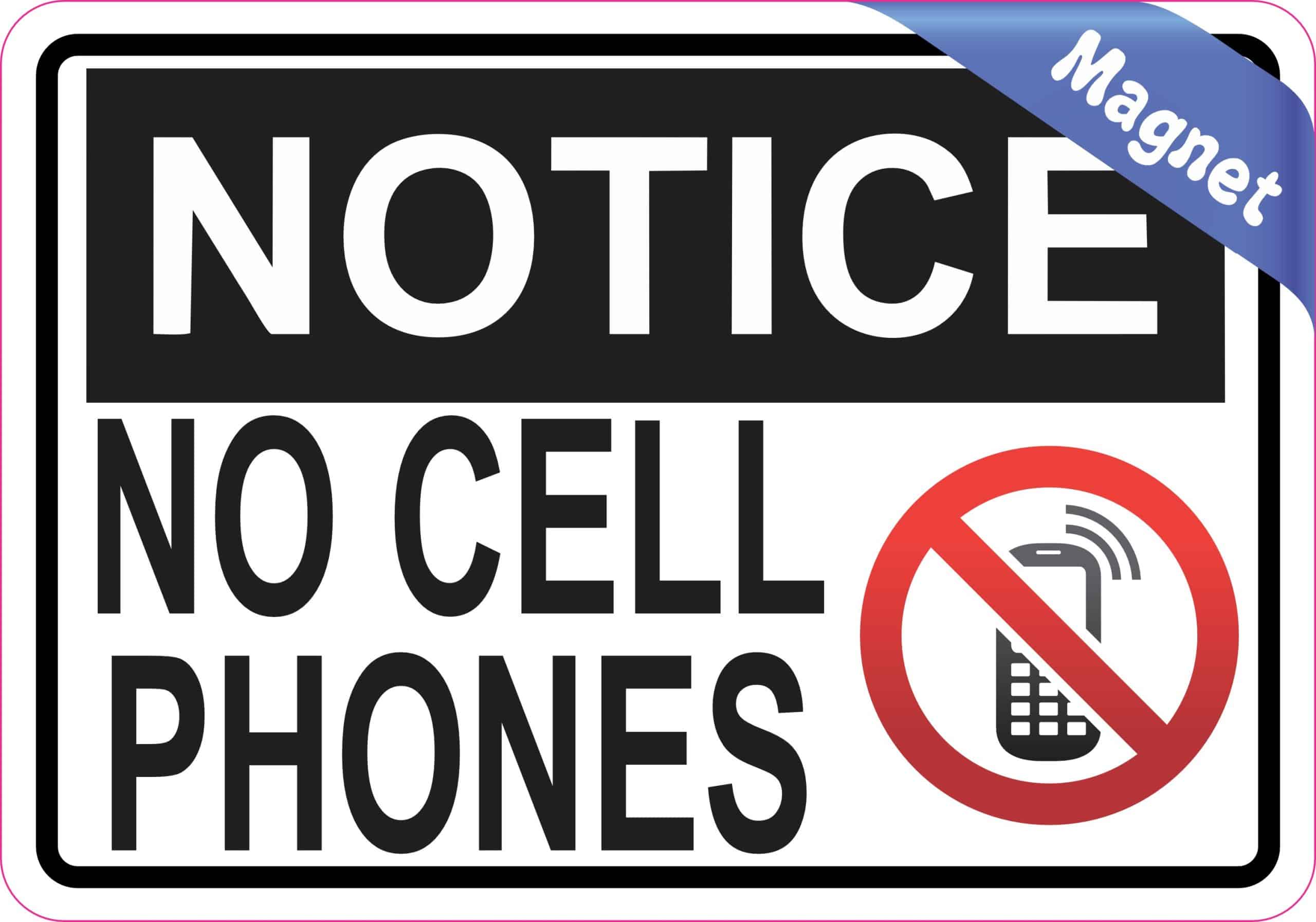 5in x 3.5in Symbol Notice No Cell Phones Magnet Magnetic Business Sign - Image 2