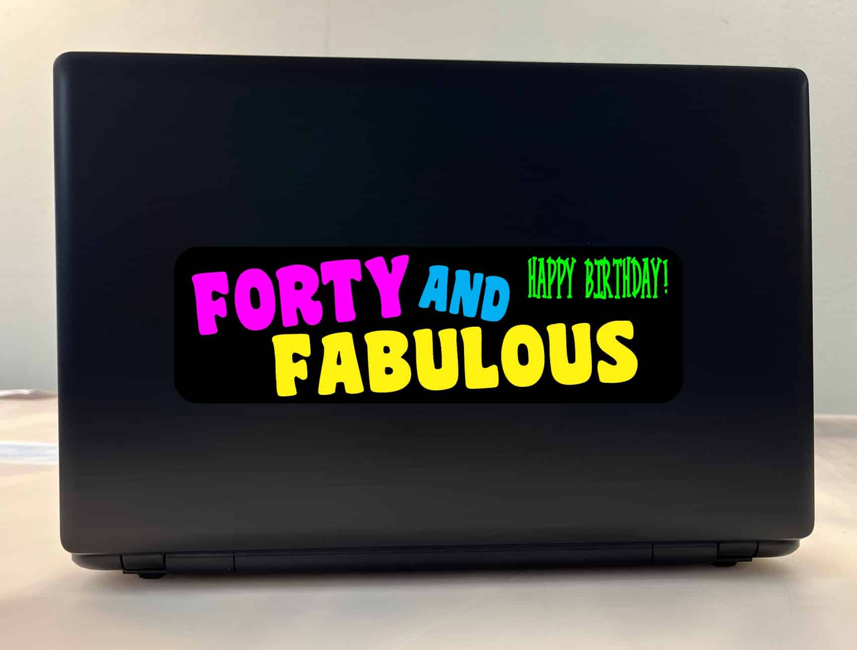 10in x 3in Black Forty And Fabulous Bumper Sticker Funny Birthday Stickers