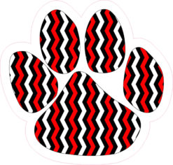 Black White Red Chevron Paw Print bumper sticker