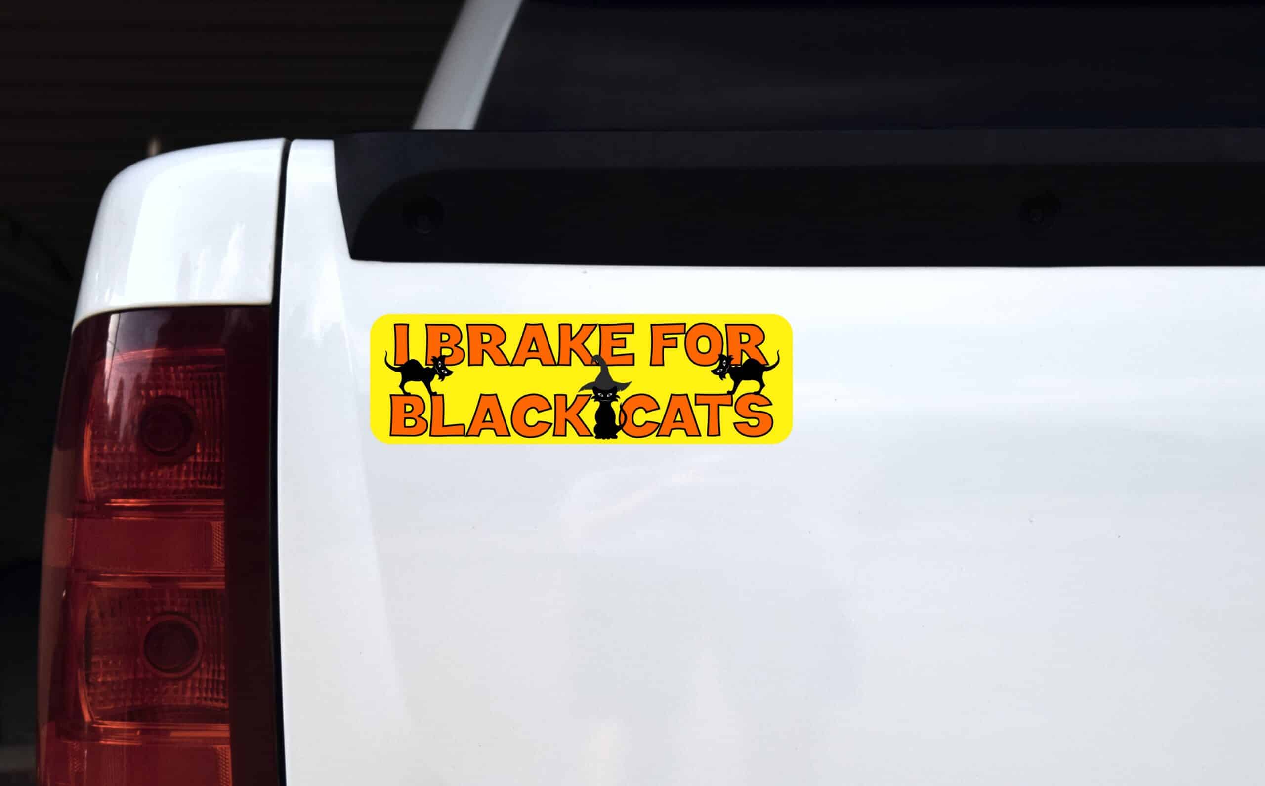 10in x 3in I Brake For Black Cats Bumper Magnet Halloween Vehicle Magnets