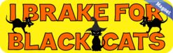 10in x 3in I Brake For Black Cats Bumper Magnet Halloween Vehicle Magnets