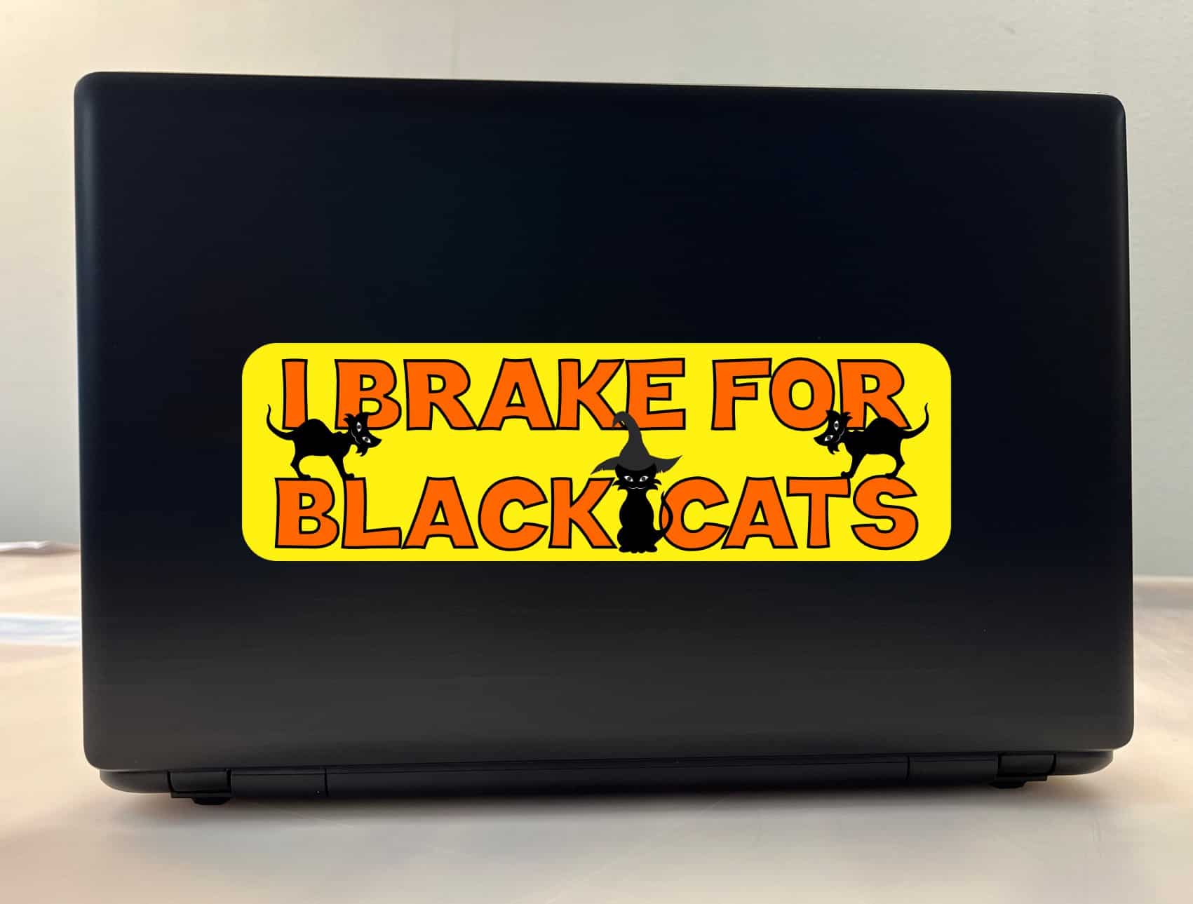 10in x 3in I Brake for Black Cats Bumper Sticker Vinyl Halloween Car Decal