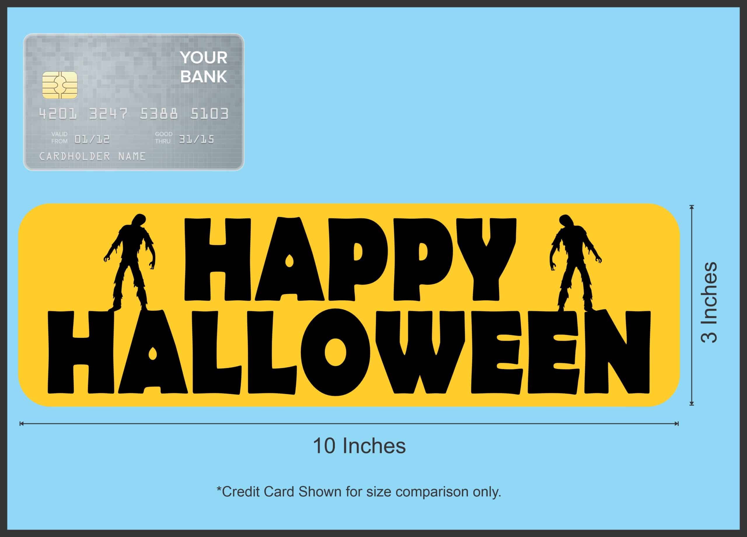 10in x 3in Zombie Happy Halloween Magnet Magnetic Holiday Bumper Magnets