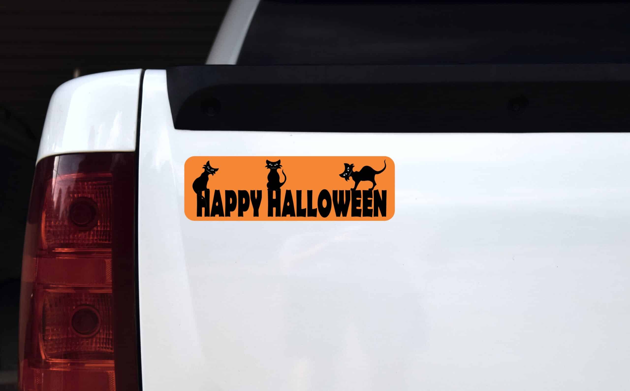10in x 3in Orange Happy Halloween Magnet Magnetic Holiday Bumper Magnets