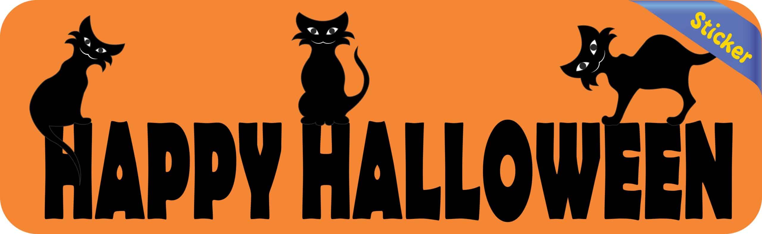 10in x 3in Orange Happy Halloween Bumper Sticker Vinyl Holiday Stickers