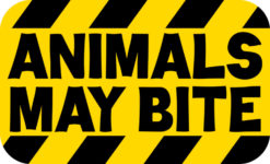 Animals May Bite Sticker