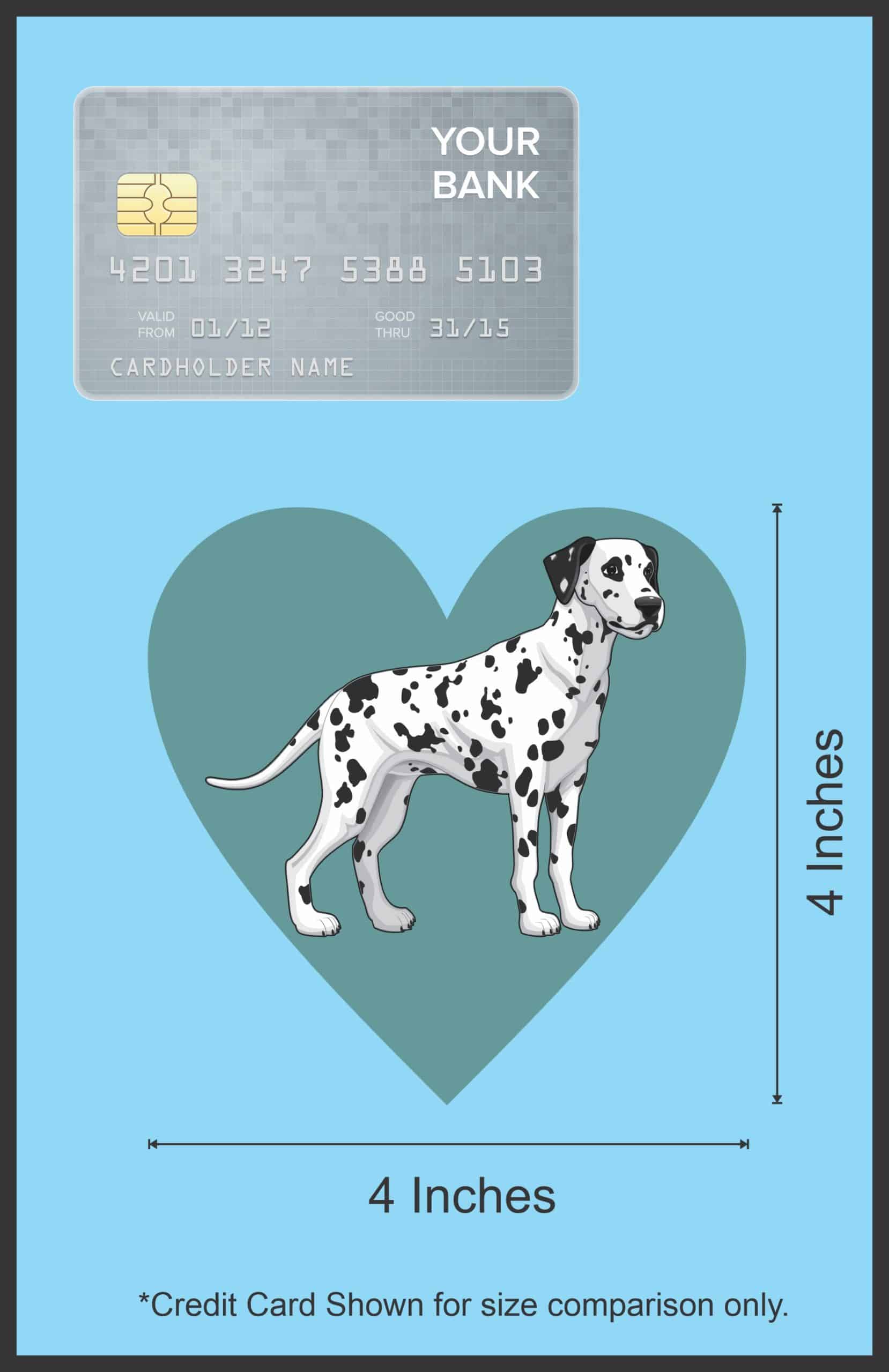 4in x 4in Dalmatian Heart Bumper Sticker Vinyl Cup Decal Vehicle Stickers - Image 6