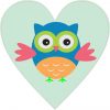 Mint Green Owl Heart Bumper Sticker