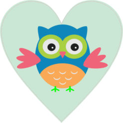 Mint Green Owl Heart Bumper Sticker