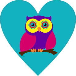 Light Blue Owl Heart bumper sticker