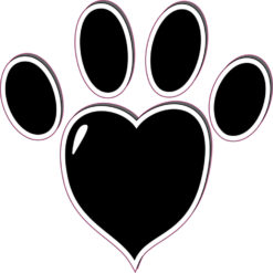 Black Heart Paw Print Bumper Sticker