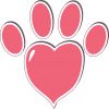 Rose Pink Heart Paw Print Bumper Sticker